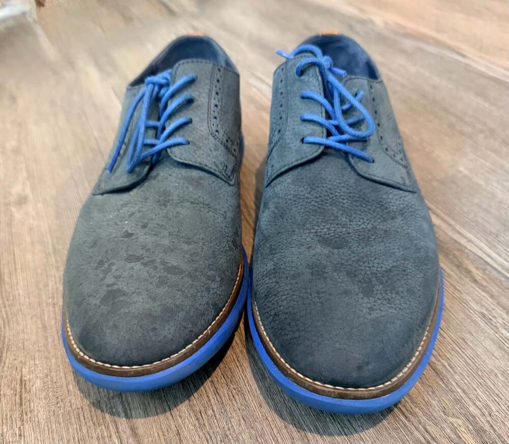 Johnston & Murphy Blue Suede Memory Foam Wingtip Oxford Dress Shoes